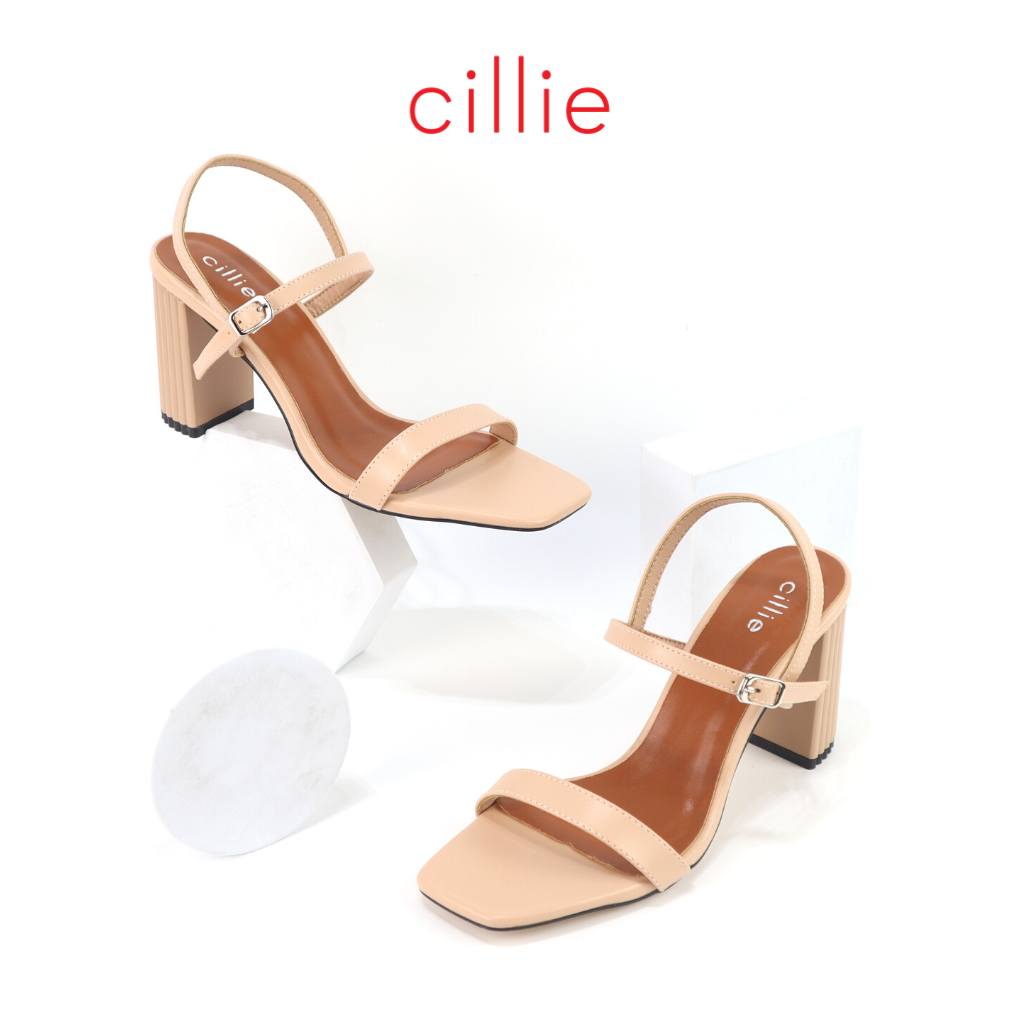 Giày sandal cao gót nữ công sở quai ngang gót trụ cao 7cm mang đi làm đi tiệc dạo phố Cillie 1111