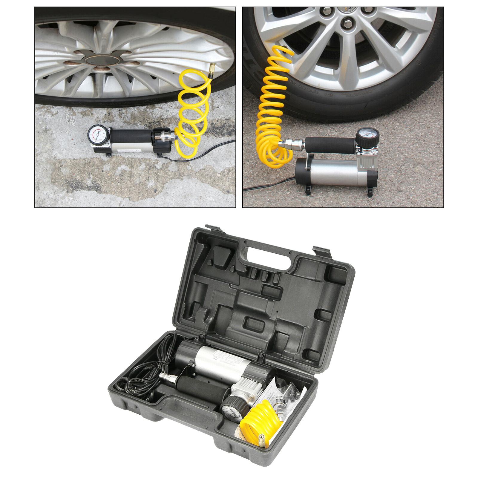 Portable Compact Electric Tyre Air Compressor Pump Inflator Pressure Gauge