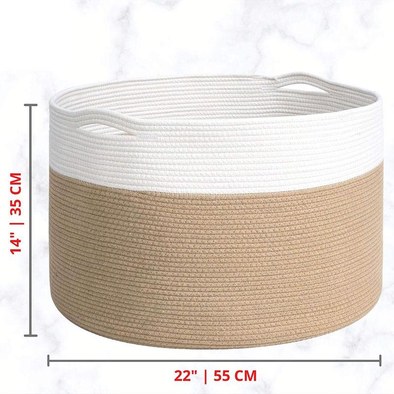 Giỏ đựng đồ giặt bằng dây cotton có tay cầm cho đồ chơi và phòng khách
