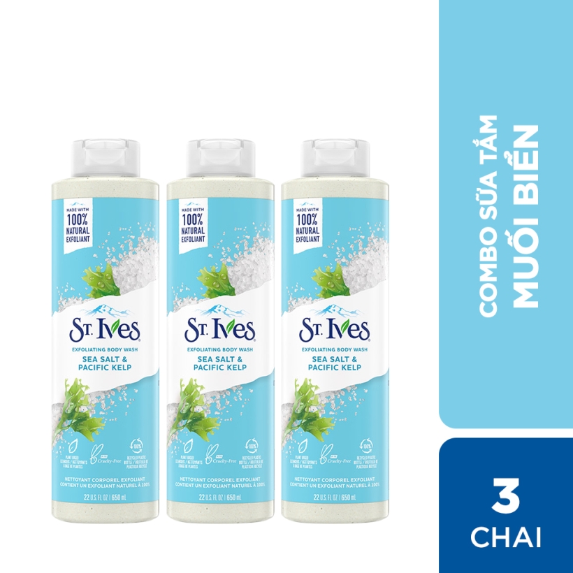 Combo 3 chai sữa tắm St.Ives Muối biển 650ml