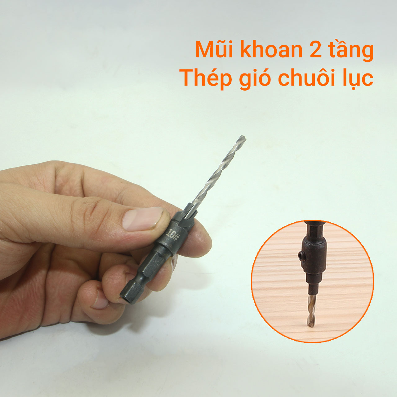 Bộ 4 mũi khoan 2 tầng chỉnh cữ 2.38-3.56 mm thép gió chuôi lục
