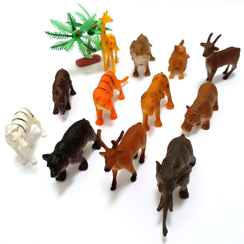 Combo 2 bộ đồ chơi mô hình động vật Safari (5-7 cm) 13 chi tiết sống động Animal World cho bé