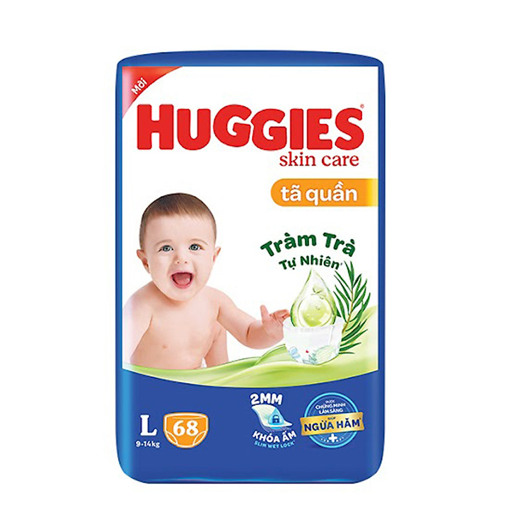 Tã/bỉm quần HUGGIES SKINCARE gói SUPER JUMBO size L 68 miếng