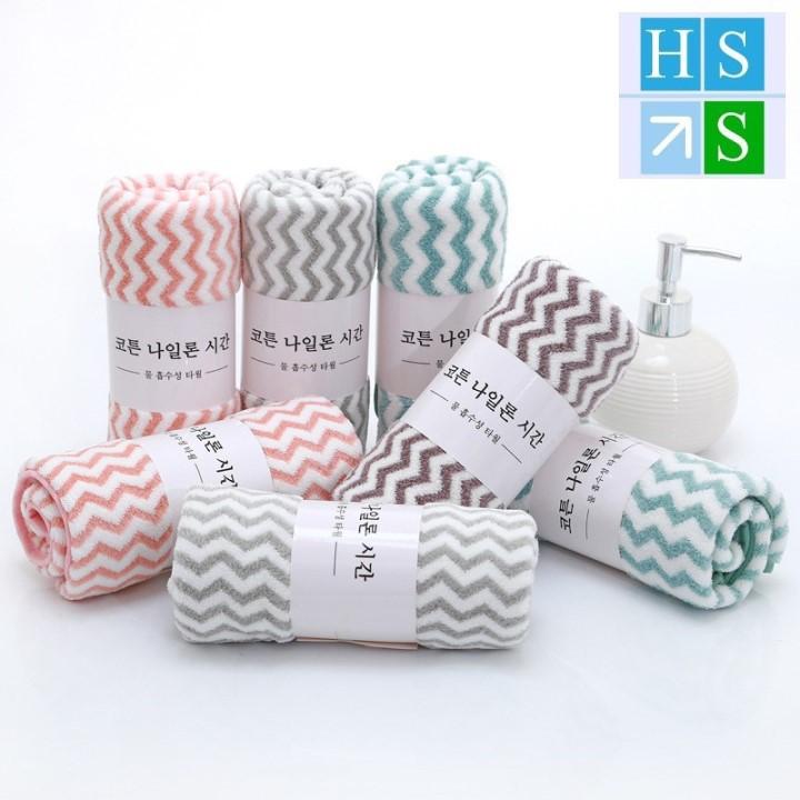 SET 10 KHĂN MẶT KẺ HÀN QUỐC cực mềm mịn, thấm hút tốt - NPP HS Shop Sài Gòn