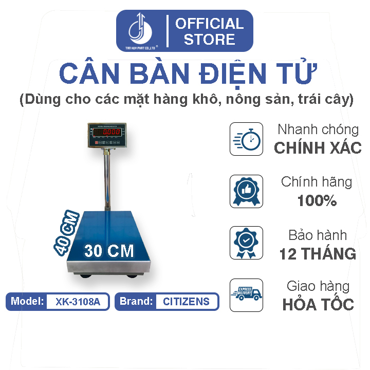 Cân Bàn Điện Tử XK3108A - Mặt Bàn Cân 300x400MM - Đầu Chống Nước