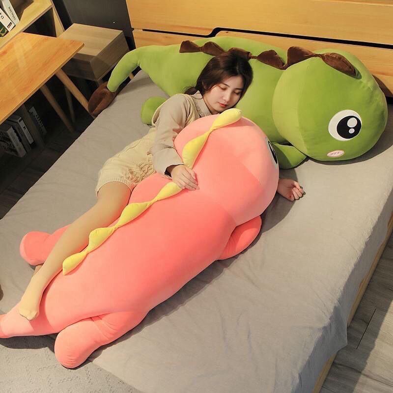 Gấu Bông Khủng Long Đuôi Tim size 1m1, Khủng Long Mắt Lồi Ngáo Dễ Thương Siêu Mềm Êm Mịn