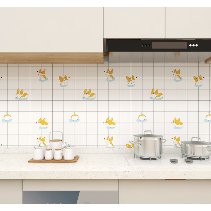 CUỘN 5M DECAL GIẤY DÁN TƯỜNG BẾP KEO SẴN KHỔ 60CM MẪU MÈO VÀNG