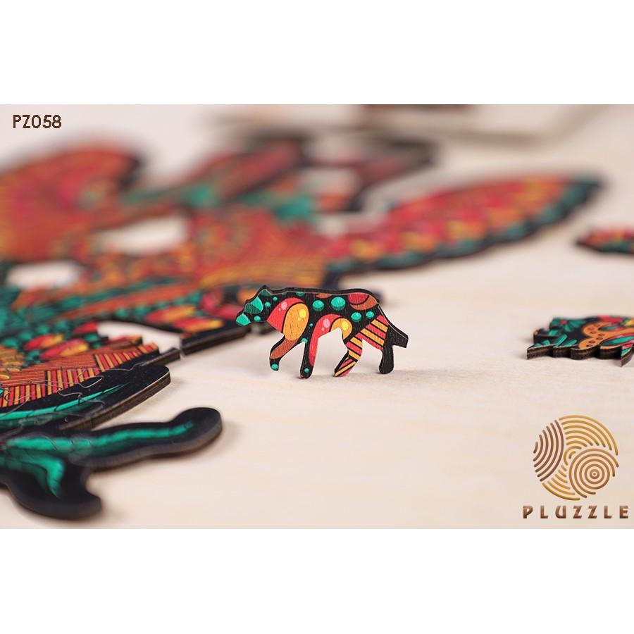 PLUZZLE Bộ xếp hình gỗ đồ chơi puzzle ghép hình con vật độc đáo - Hươu Cao Cổ – PZ058