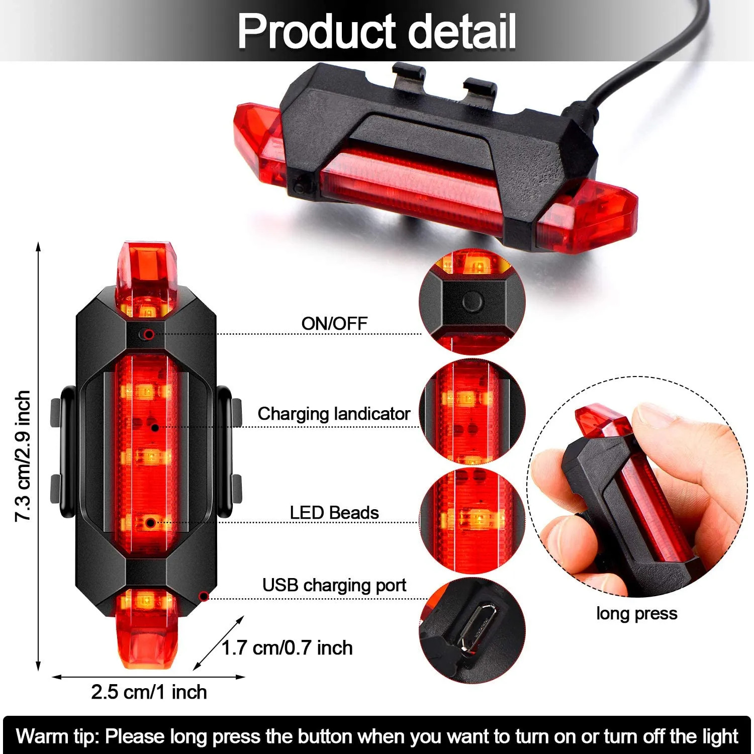 Đèn đuôi xe đạp cảnh báo ban đêm sạc USB đạp xe không thấm nước - đèn chiếu hậu xe đạp, đèn cảnh báo nhấp nháy, Đèn hậu xe đạp thể thao loại mới cao cấp,đèn xe đạp hậu led gắn sau xe cảnh báo an toàn có thể sạc lại - Hàng Chính hãng dododios