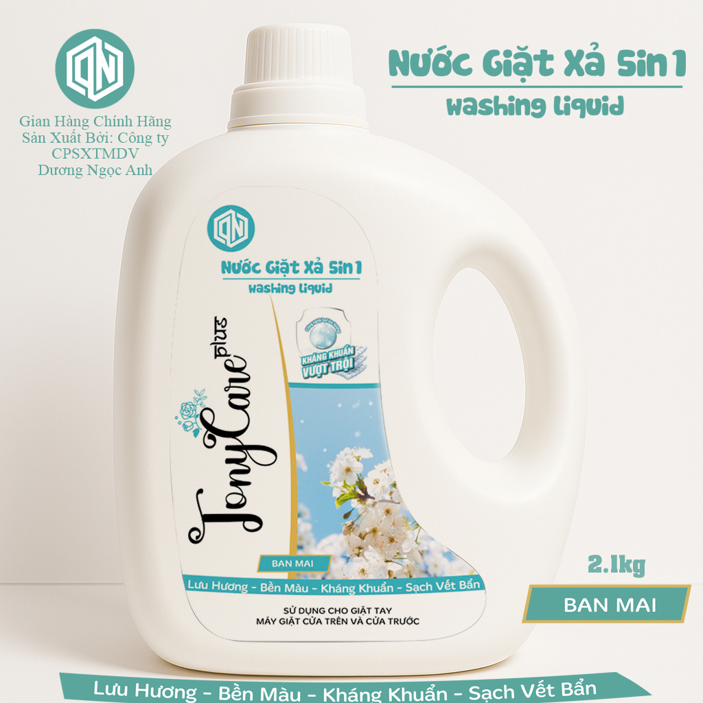 Nước giặt Tonycare 2100ml – Hương Ban Mai sạch sâu, hương thơm tươi mát, an toàn cho da – Chính hãng Tonycare