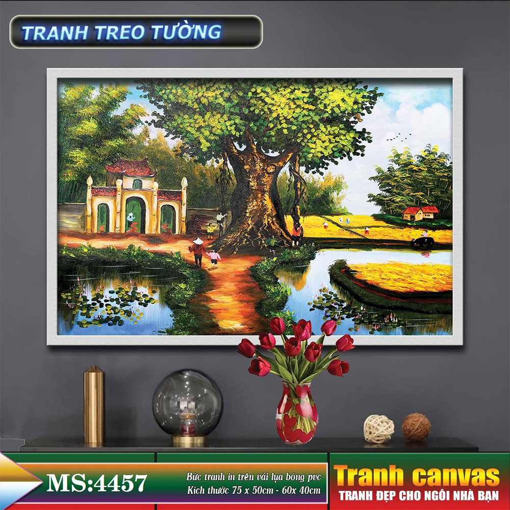 Tranh treo tường phòng khách, phòng ngủ - đồng quê việt nam-4457L3