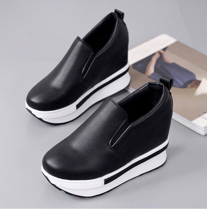 Giày Sneakers Nữ Độn Đế 8cm Da PU Mã H79