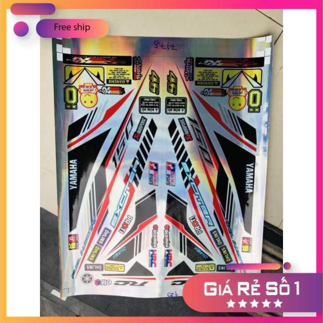 Tem rời exciter 150 đỏ đen chất liệu Crom ánh titan 7 màu chiếu bảo hành màu sắc vĩnh viễn