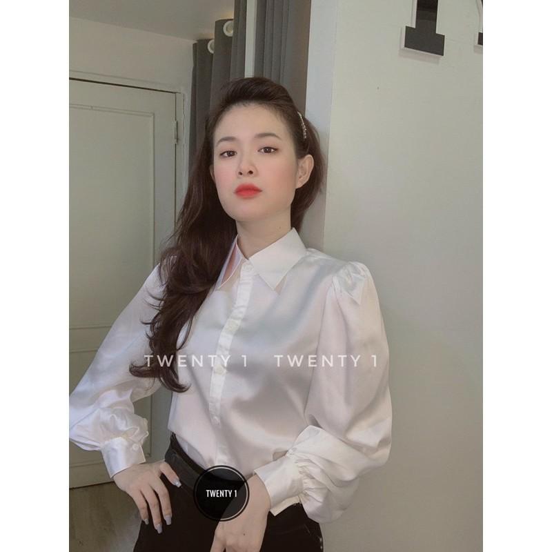 Áo sơ mi nữ, tay bồng-chất lụa mát