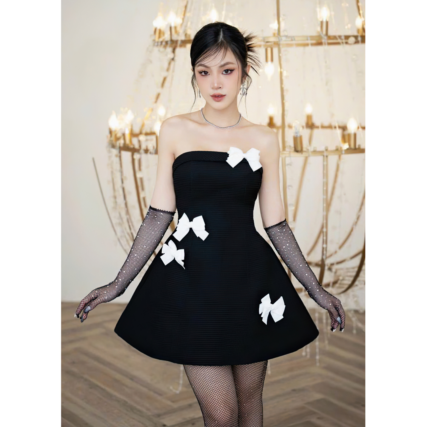 Đầm cúp ngực dự tiệc MINA thiết kế dáng xoè chất liệu Tweed - MN243
