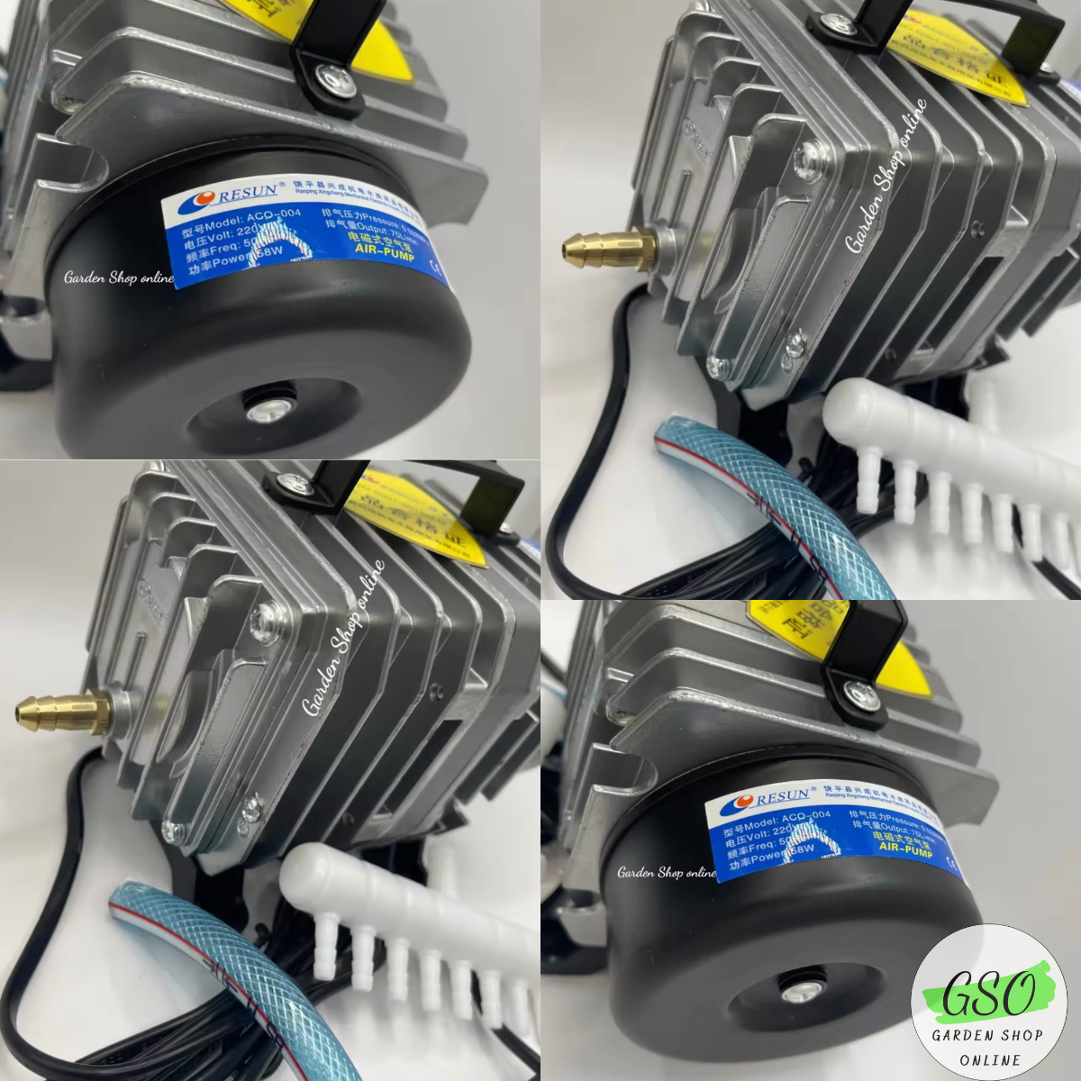 Máy bơm oxy - máy sủi công nghiệp cho cá cảnh hiệu Resun ACO-004 tặng 8m dây oxy + 8 cục sủi