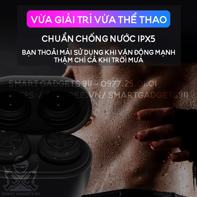 Tai Nghe Bluetooth 5.0 EDR Air Twins Kèm Mic , Âm Thanh Super Clear - Chống Ồn + Dock Sạc Từ Tính, Chống Nước IPX5 - Tương Thích Cao Cho Tất Cả Điện Thoại