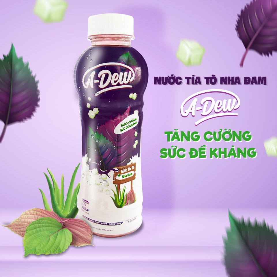 5 Chai Nước Tía Tô Nha Đam A-Dew 450ml + Tặng 1 chai