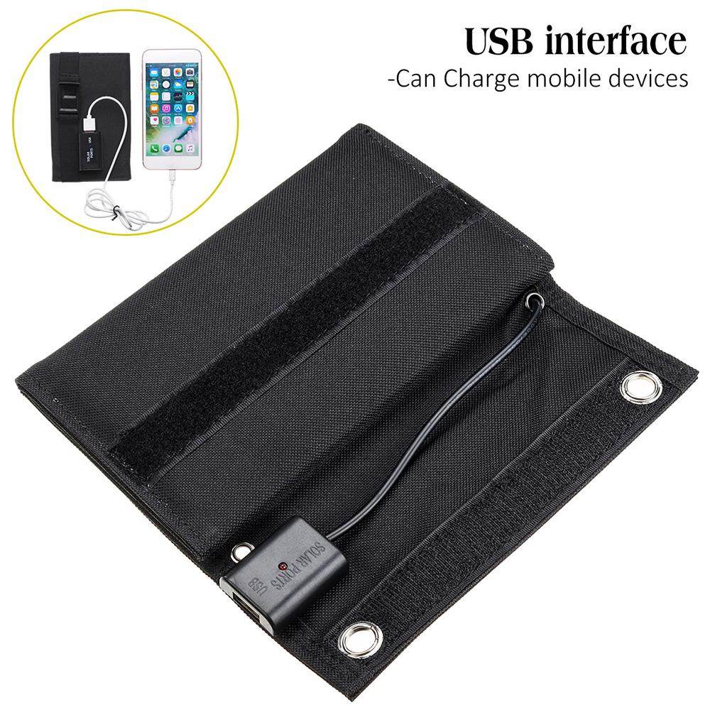 Bộ sạc năng lượng mặt trời 5V 15W nhỏ gọn với 5 tấm pin mặt trời gấp lại để di chuyển không thấm nước