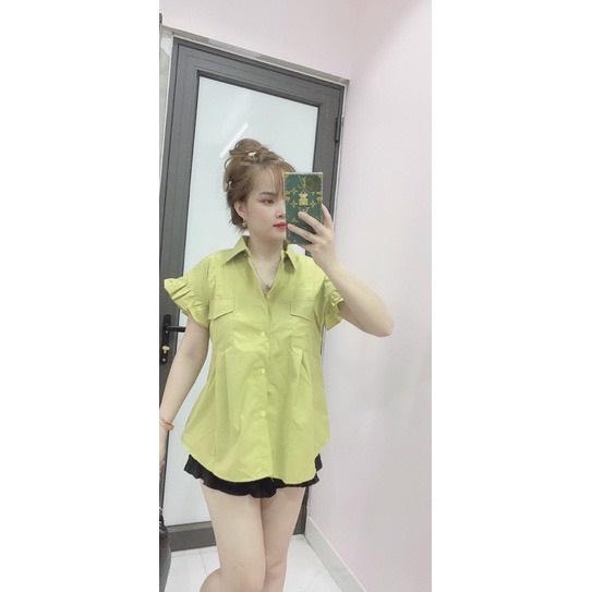 Áo babydoll cánh tiên tiểu thư 3 màu phối túi trước, áo sơ mi dáng rộng thời trang Hàn . MET SHOP