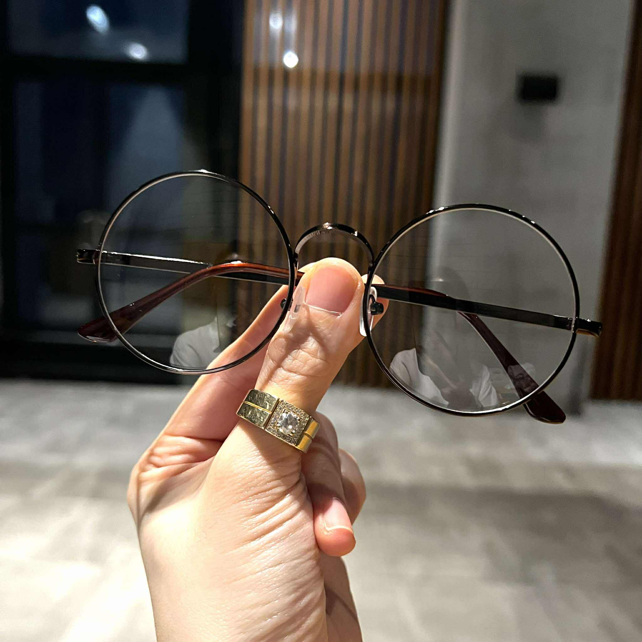 Kính thời trang nam nữ dáng mắt tròn xoe kim loại cao cấp