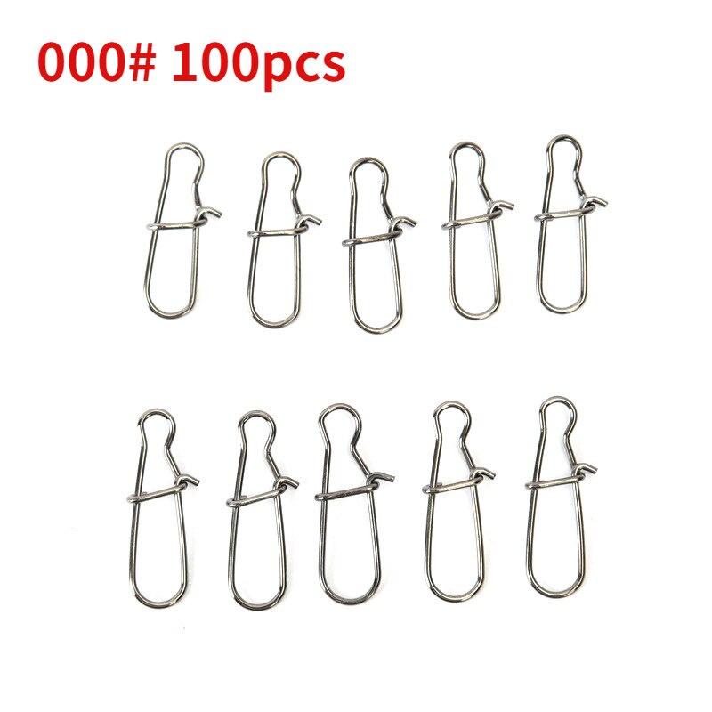 100pcs 000-6# Fishing Nice Hooked Snap Pin Fast Clip 304 Stainless Steel Fishing Barrel Swivel Lure Connector Accessories