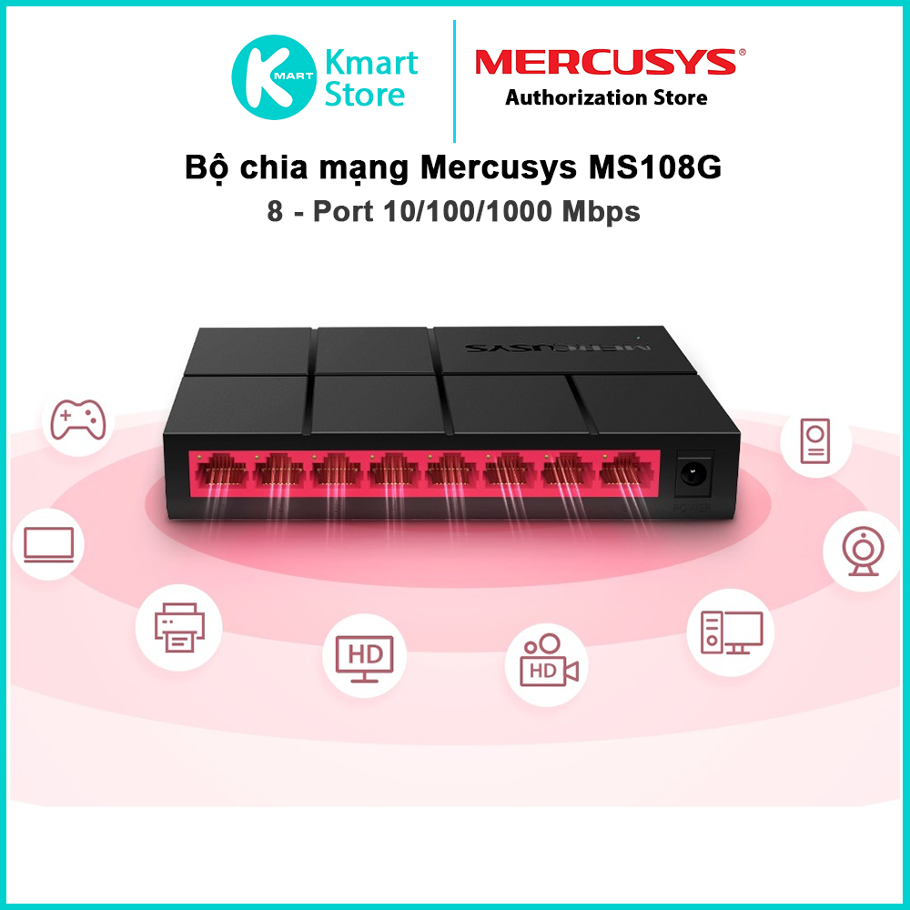 Bộ chia mạng lan 5 8 cổng Mercusys MS105G MS108G switch 5 port 8 port gigabit 101001000 Mbps - Hàng chính hãng - 8 Cổng MS108G