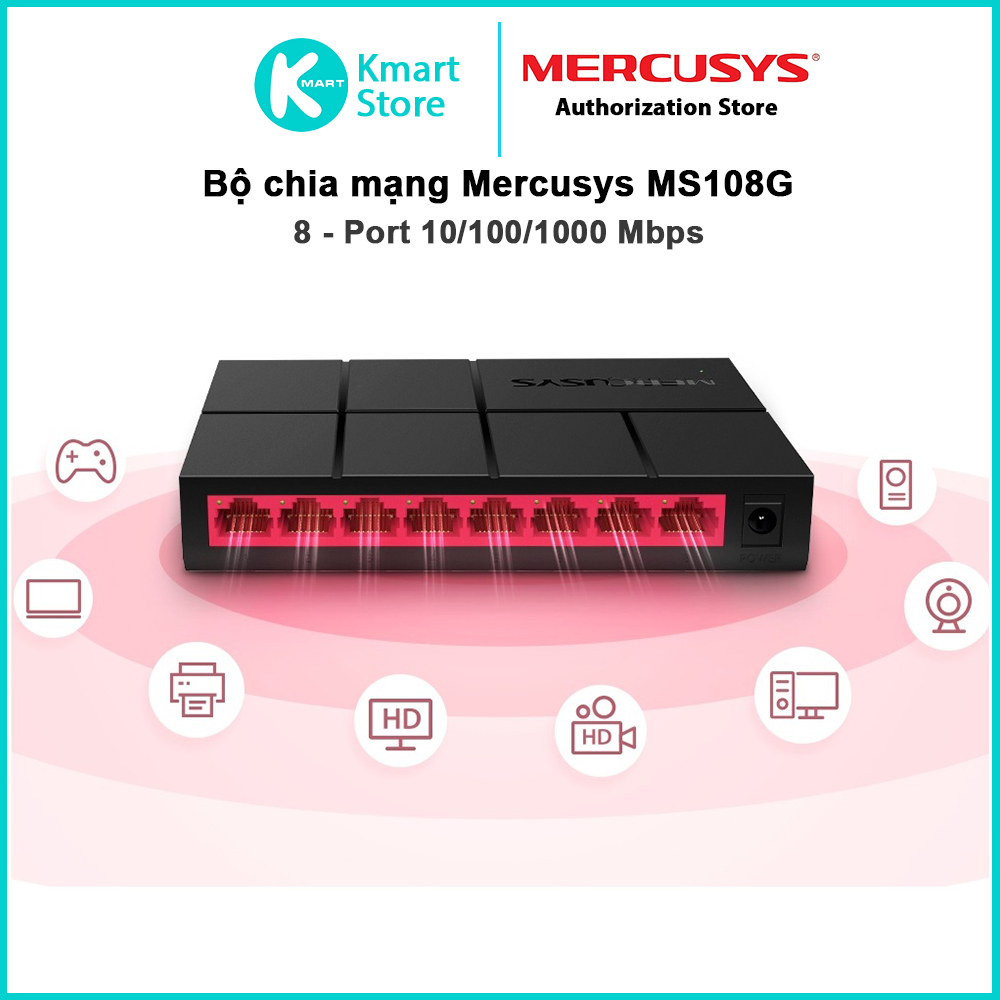 Bộ chia mạng Mercusys MS108G 8-Port 10/100/1000 Mbps - Hàng chính hãng
