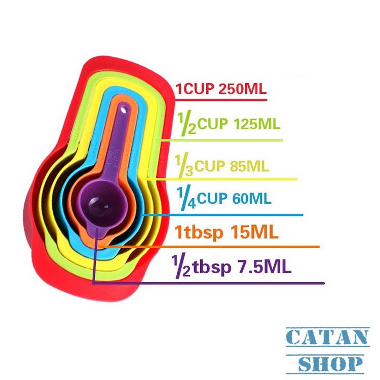 BỘ MUỖNG CẦU VỒNG LÀM BÁNH  6 MÓN  TIỆN DỤNG NHÀ BẾP SIÊU XINH GD21-MCV