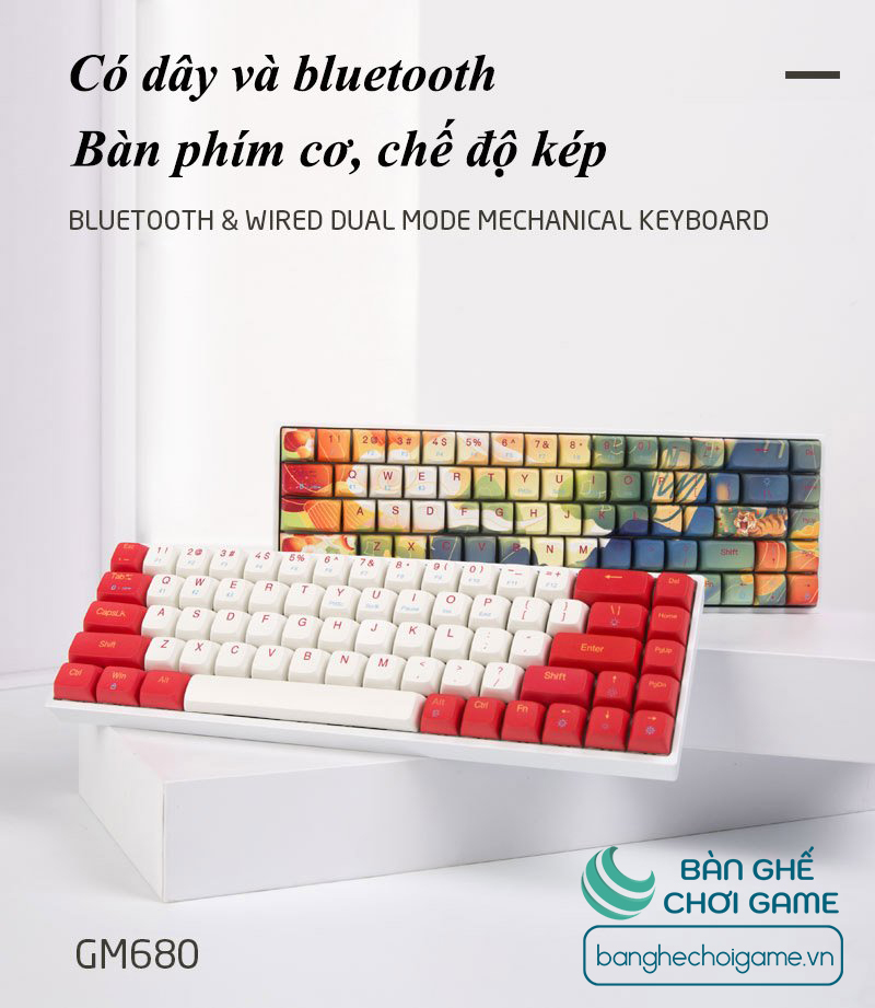 Bàn phím cơ không dây Bluetooth Newmen GM680 Jungle Hot Swap Outemu Switch (Blue/Brown/Red/Purple) - Hàng chính hãng