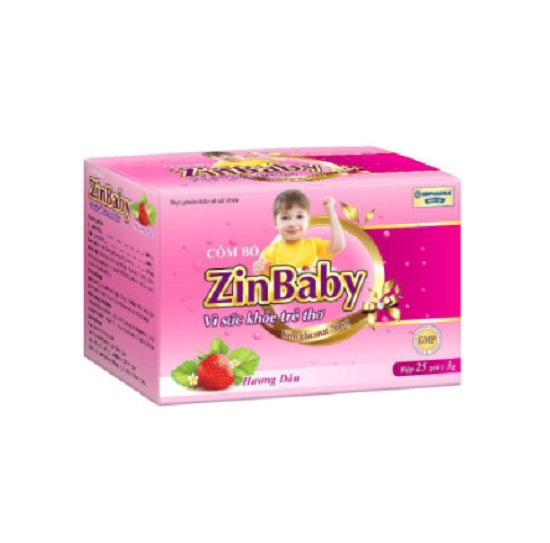 Combo 2 Hộp Cốm bổ ZinBaby hương dâu giúp ăn ngon, tiêu hóa tốt, tăng sức đề kháng - 25 gói