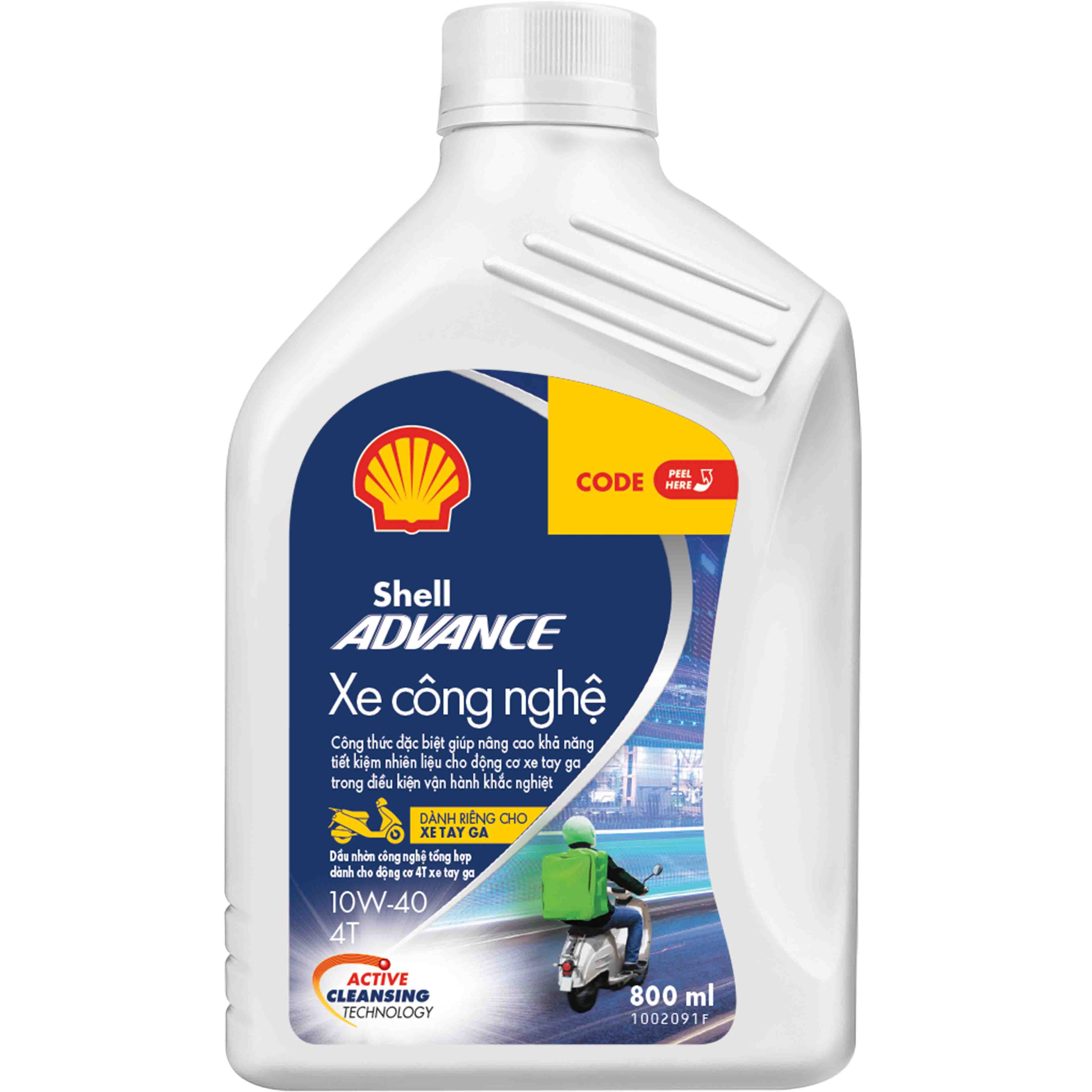 Dầu nhớt 4T Shell Advance TECHBIKE Scooter xe công nghệ 10W40 SN 0.8L