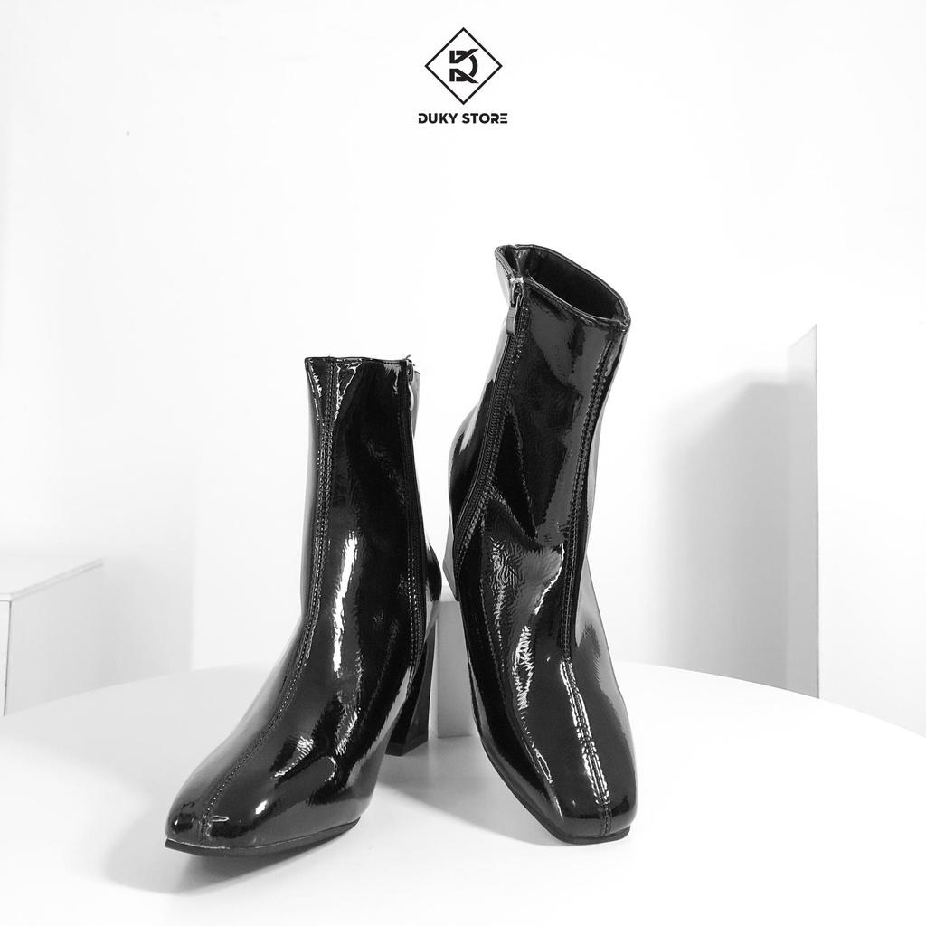 Boot khóa cạnh da bóng 8 phân siêu tôn dáng - Duky Store