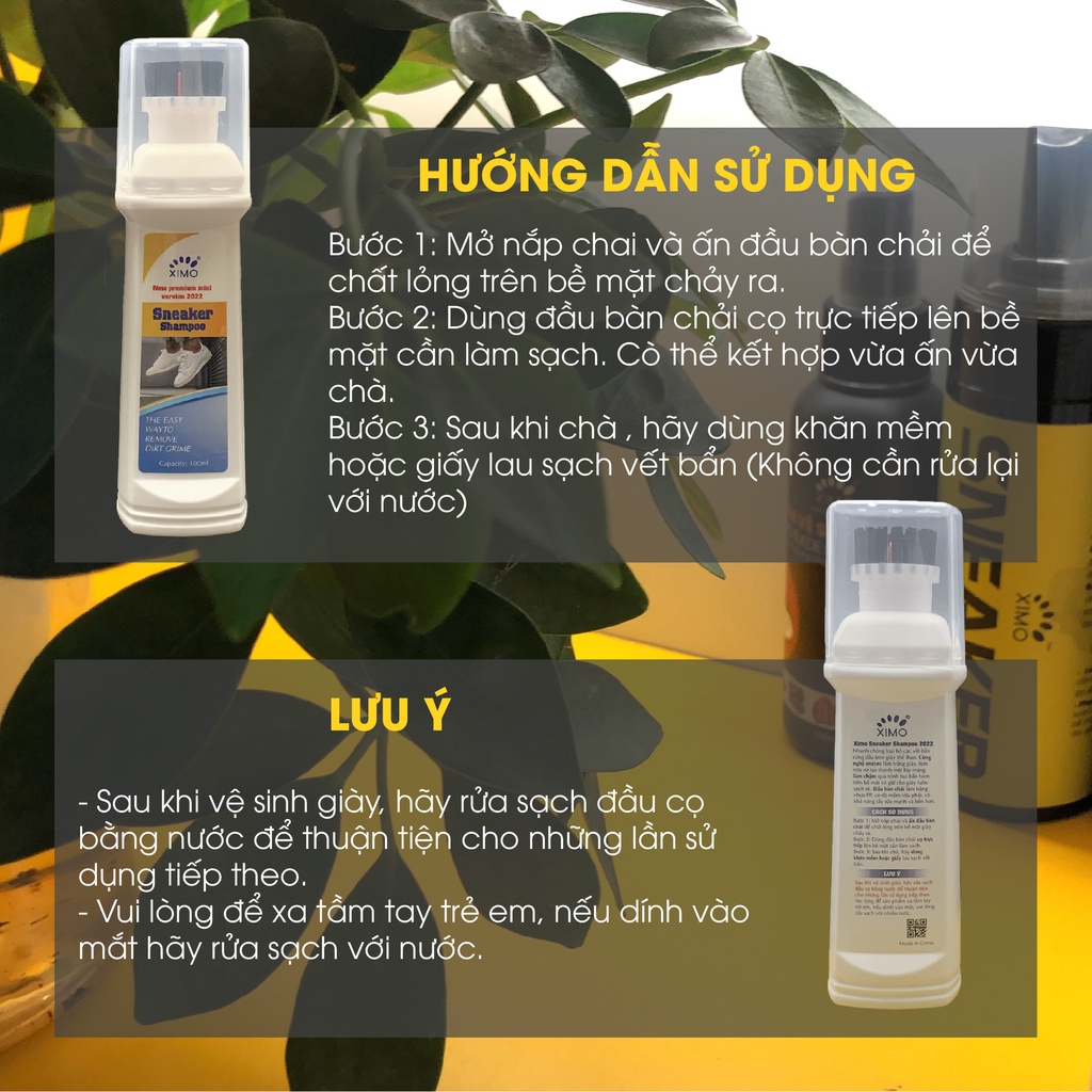 Chai Vệ Sinh Giày Ximo Sneaker Shampoo Loại Cao Cấp Tẩy Vết Bẩn, Vết Ố Vàng, Vết Ẩm Mốc CLEANTOP