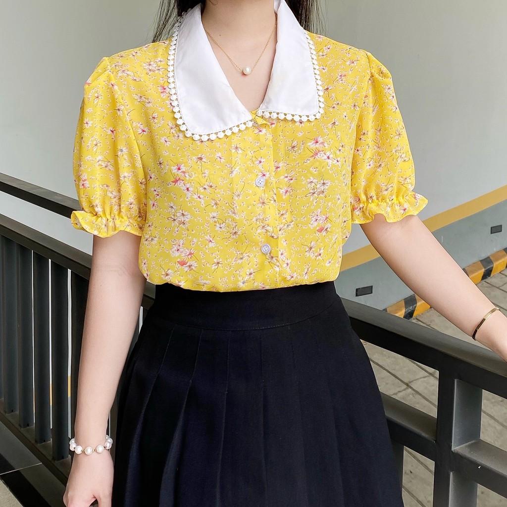 ÁO SƠ MI HOA CỔ VIỀN REN