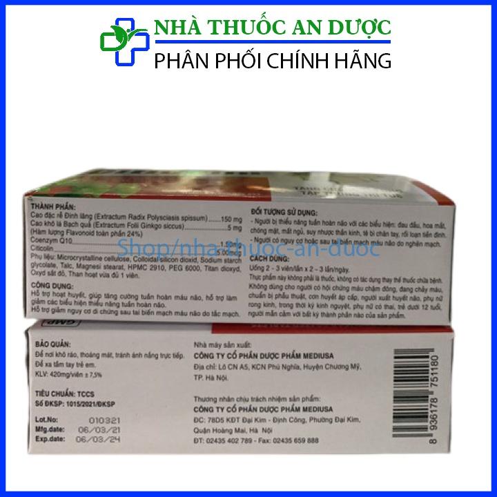 Hoạt huyết dưỡng não Ginkgo biloba Citicolin giảm đau đầu, hoa mắt, chóng mặt - Hộp 100 viên