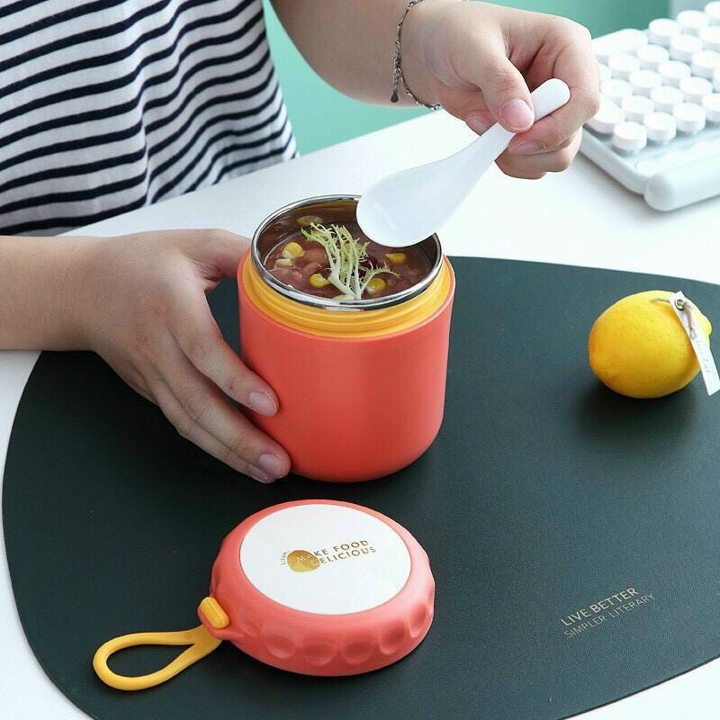 Hủ Đựng Canh, Cốc Đựng Cháo, Giữ nhiệt , Chống Tràn Đổ ra ngoài tặng kèm muỗng nhựa