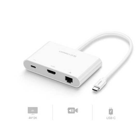 Dây Cáp Chuyển Đổi USB-C Sang LAN + HDMI Ugreen - Hàng Chính Hãng