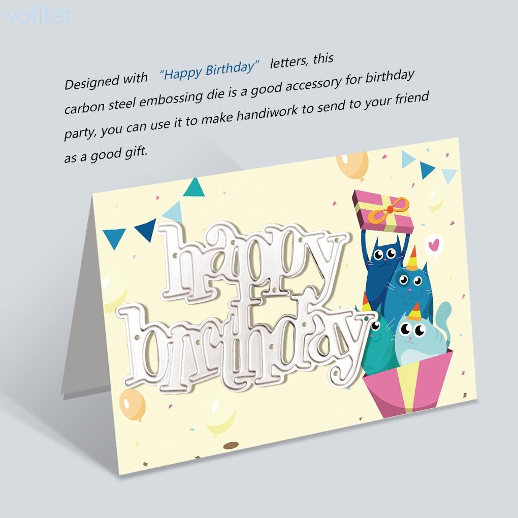 Khuôn cắt giấy làm từ thép Carbon hình chữ Happy Birthday trang trí Scrapbook