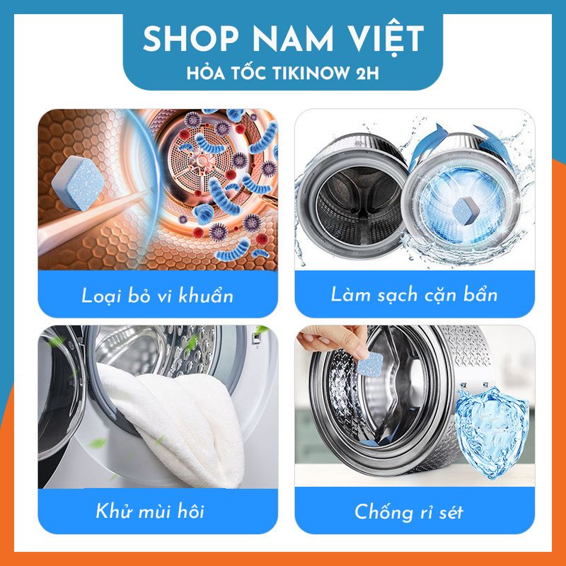 Hộp 12 Viên Vệ Sinh Lồng Máy Giặt, Tẩy Sạch Cặn và Vi Khuẩn