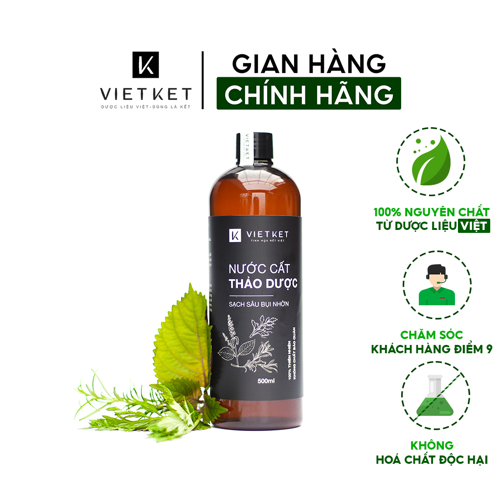 Nước cất thảo dược VIETKET 500ml - Xông mặt làm sạch, bảo vệ làn da tươi khỏe