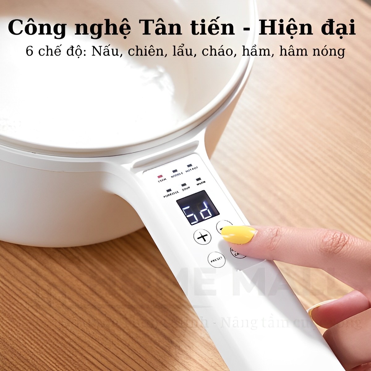 Nồi lẩu điện đa năng cao cấp 6IN1 chống dính kèm xửng hấp Homea2z, nồi hấp điện, chảo điện thông minh 2 tầng siêu tốc