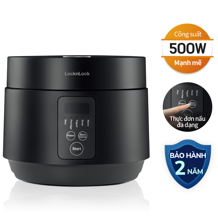 Nồi cơm điện Locknlock EJR346BLK 1.2 Lít - Black - Hàng chính hãng