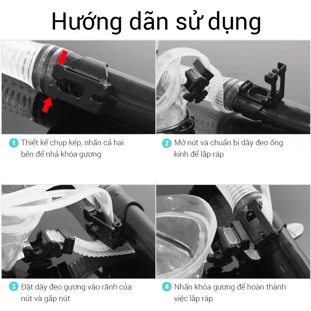 OneTwoFit kính lặn biển,Mặt nạ lặn với ống thở chống hơi thoải mái bảo vệ mắt,mặt nạ lặn với mắt kính cường lực ET005001