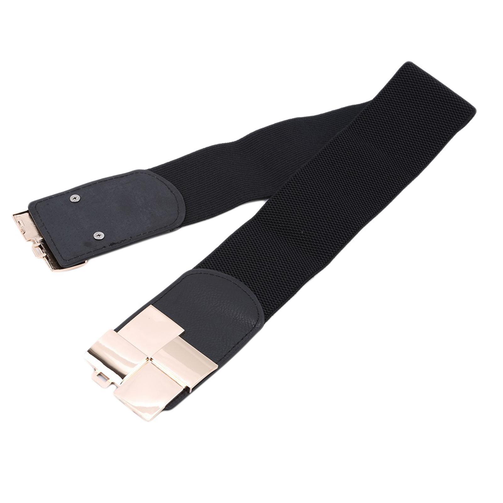 Wide Waist Skinny Belt Exquisite Fashion PU Elastic for Dress Coats Shirts Black
