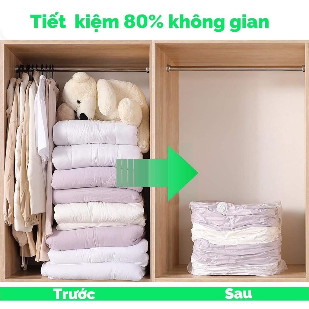 Túi hút chân không đựng quần áo Food Saver để bọc chăn màn không cần dùng bơm 2 lớp khóa zip