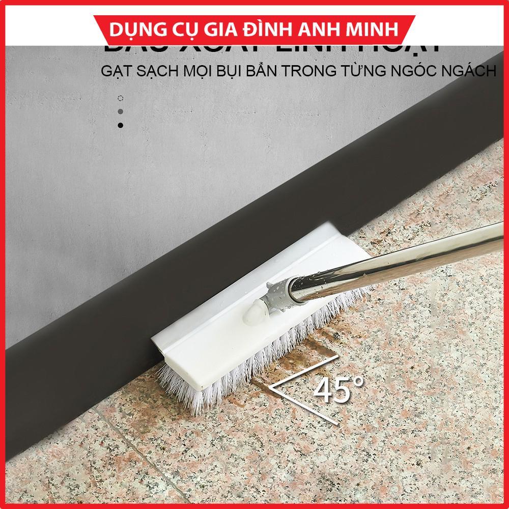 Cây chổi lau quét chà gạt nước sàn nhà thông minh phòng tắm 2 đầu đa năng cán inox - chổi gạt nước - chổi quyét sàn nhà