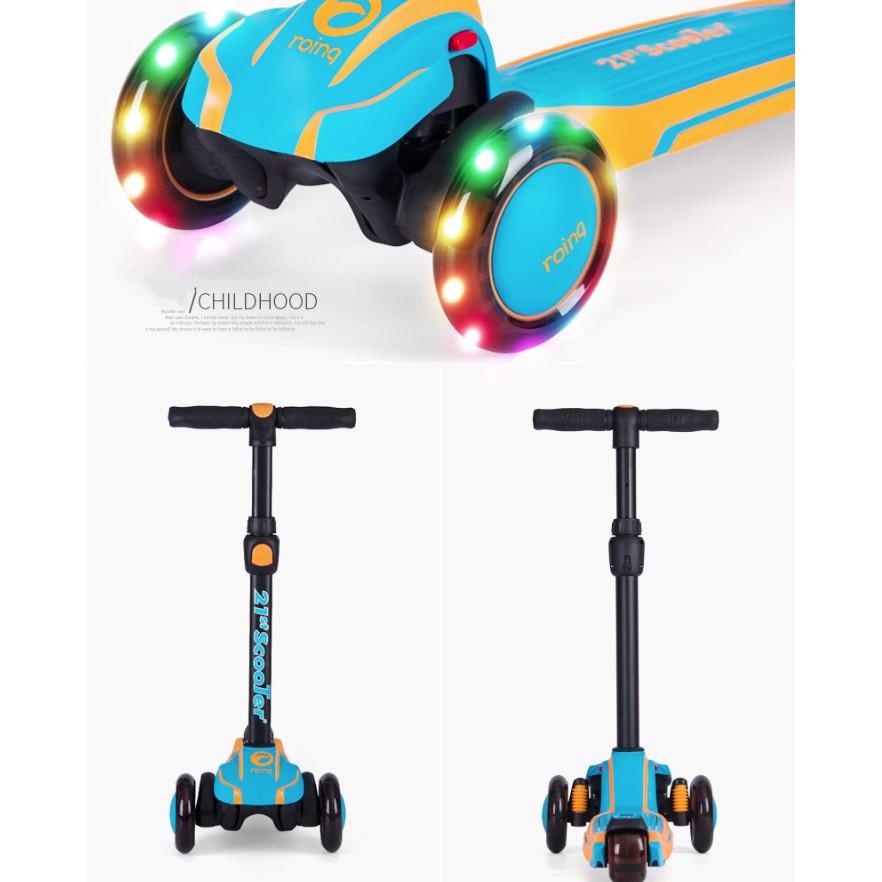 Xe trượt scooter giảm xóc 21st 3 bánh phát sáng cho bé - Tặng bảo hộ 7 món