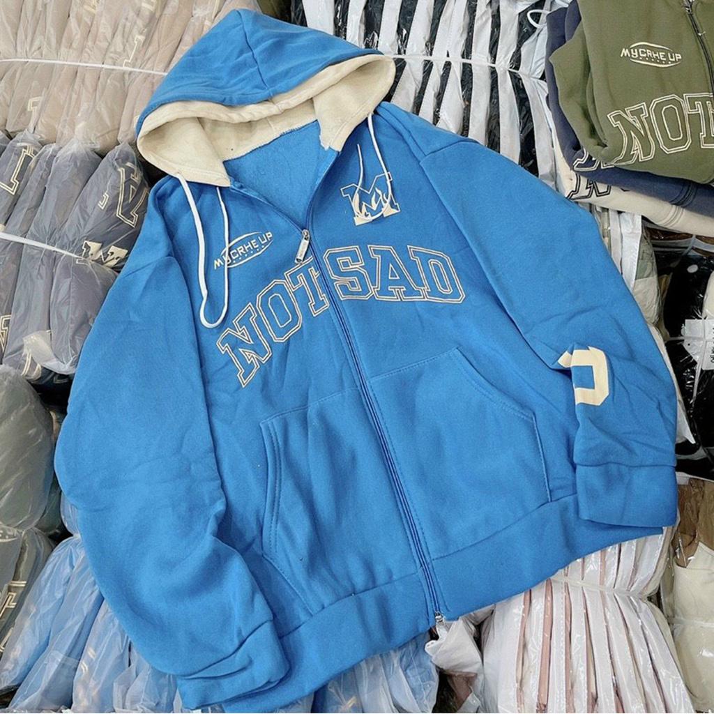 Áo Hoodie Nỉ Ngoại 2 Nón NOT SAD - Áo Khoác Nỉ nam nữ Unisex