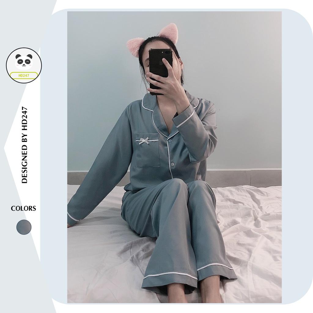 Bộ Pijama nữ mặc nhà họa tiết nơ dễ thương bộ mặc ngủ cute 0153